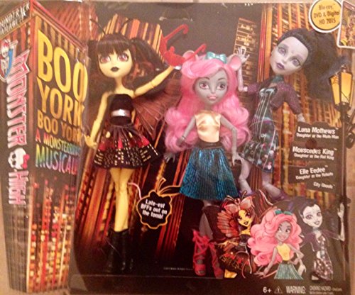Monster High Boo York Boo York 3 Pack Doll Set Luna Mothews Elle Eedee Mouscedes King