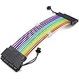 PSU Cable ARGB Extension Sleeved Cable Kit Custom Power Supply Braided with RGB Controller for Computer Gaming Case(24-Pin)