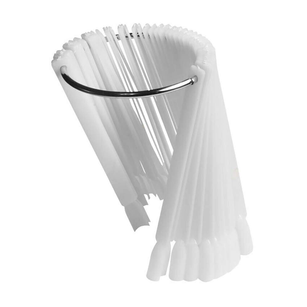 White 50PCS Display Nail Art Key Ring Wheel Fan Polish Practice Color Pop Tip Starter Stocks Colour Chart Guide Template Display Shape for Nail Salon and Beginners