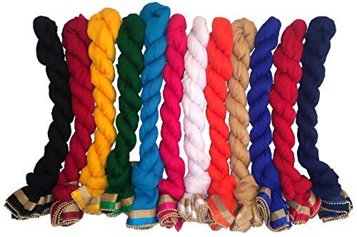 whiteheaven women's faux chiffon dupatta combo with moti lace (set of 12)