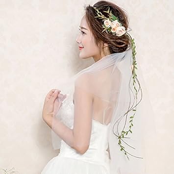 Kercisbeauty Rustic Wedding Bridal Flower Crown Veil Drop Hair