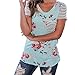 Sagton Women's Floral Print T-shirt Casual Soft Striped Short Sleeve Blouse Tops