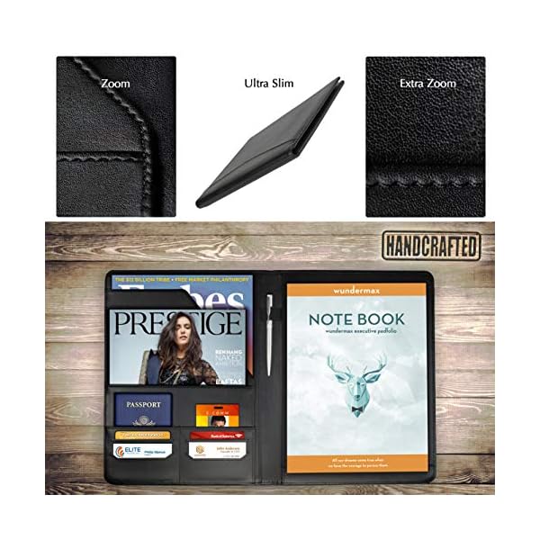 Wundermax Portfolio Binder 12.8 x 9.8 x 0.6 Inch Vegan Leather