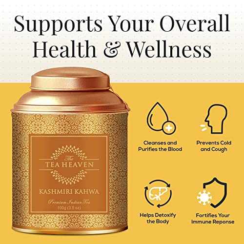 The Tea Heaven Kashmiri Kahwa Tea, Premium Indian Loose Leaf Chai Tea