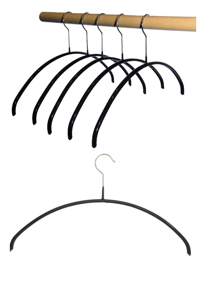 Hagspiel Pack of 10 Metal Coat Hangers Non-Slip Coating for Women Length 40 cm Black