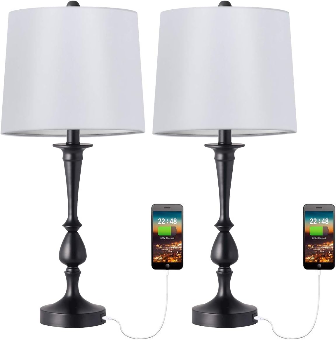 Best black table lamp set of 2 modern farmhouse