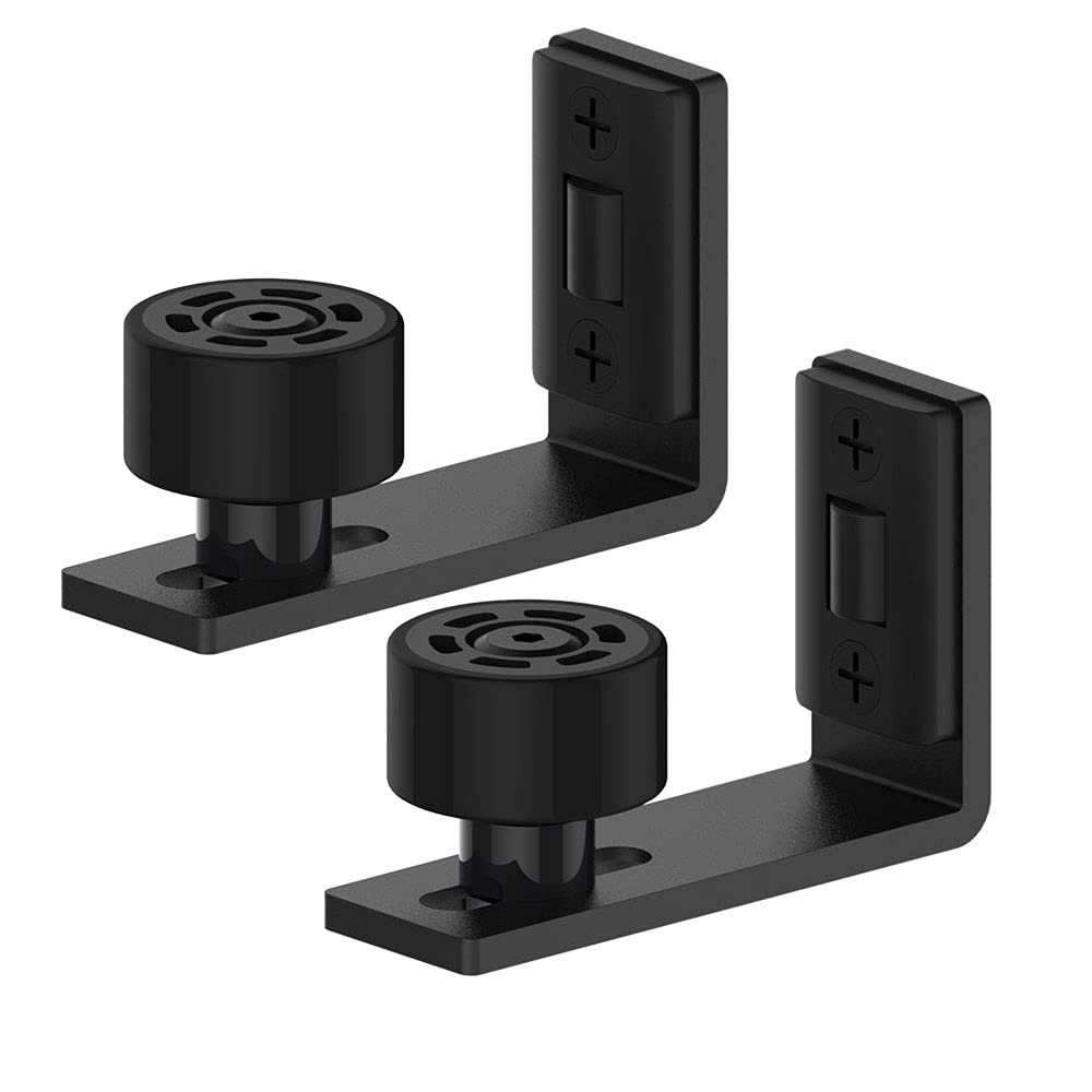 Floor Guide 2 Pack Adjustable Sliding Barn Door Bottom Roller Guide Wall Mount Hardware Black