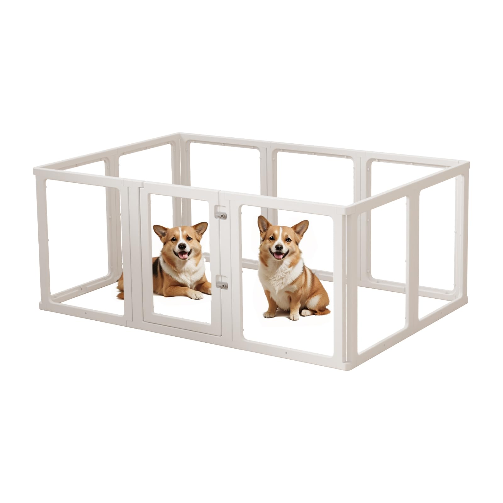 Photo 1 of 30" Height, 10PCS Flovintrek Acrylic Dog Playpen Pet Playpen Indoor Outdoor, Clear Gates for Pets Cat Rabbit Ferret Transparent Pet Pen,Easy to Install and Remove, Preferable for Small Dogs