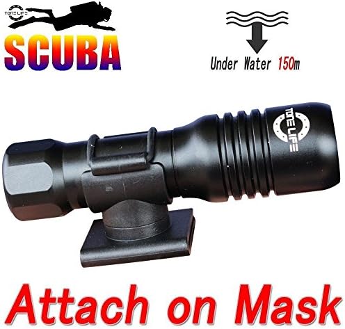 merlin light Scuba Dive Mask Light Mini Underwater Flashlight Led Waterproof Torch Headlamp Use Aa or 14500 Battery 570lumens Adjustable 360 Angle Holder (Black)