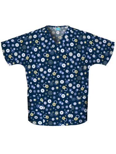 Cherokee Scrub H.Q Women's V-Neck 2 Pocket Dots Wonderful Print Scrub Top X-Large Print