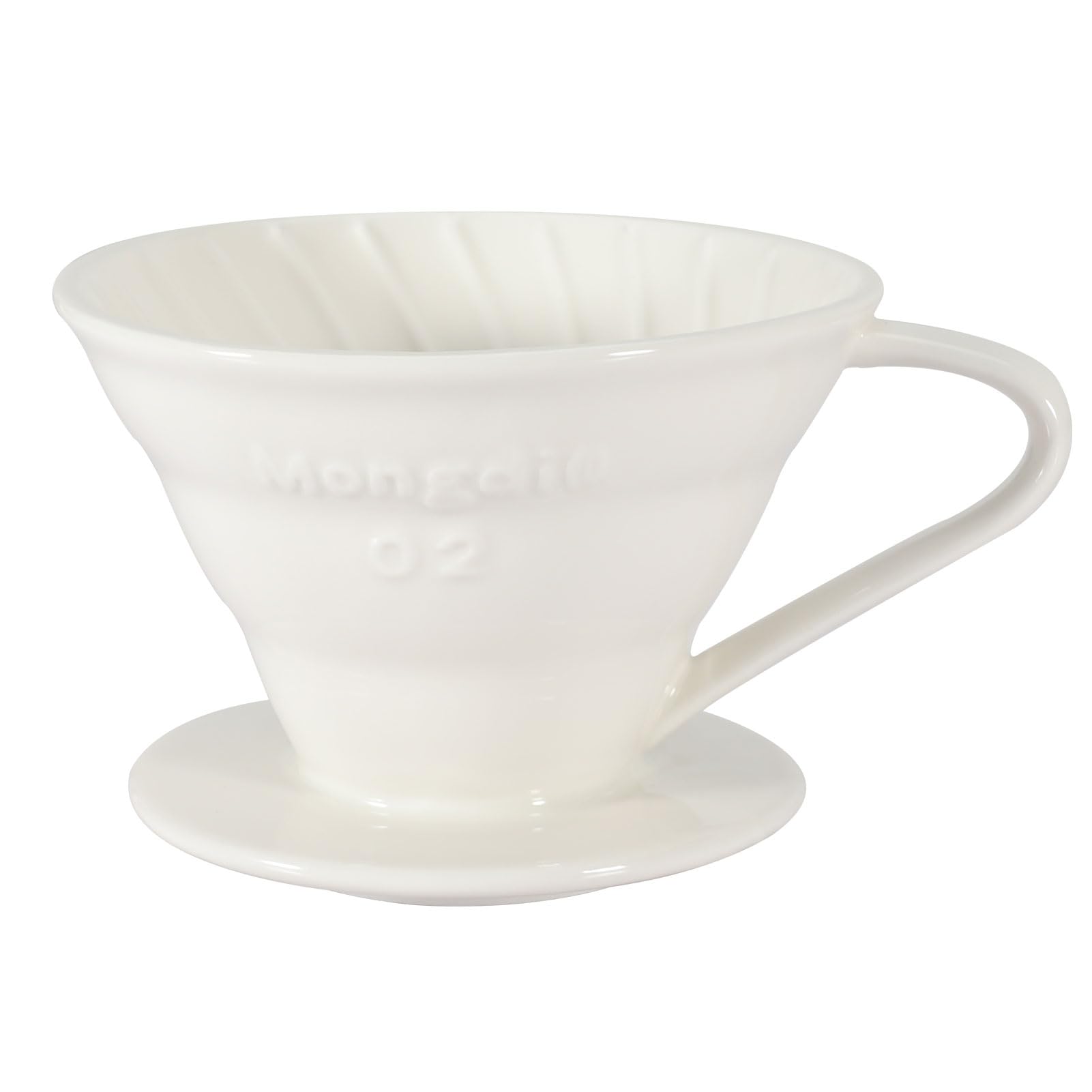 Photo 1 of Mongdio V60 Ceramic Pour Over Coffee Dripper, Reusable Porcelain Portable Pour Over Coffee Maker, Slow Brewing Accessories with 1 Holes for Home - Size 02 White