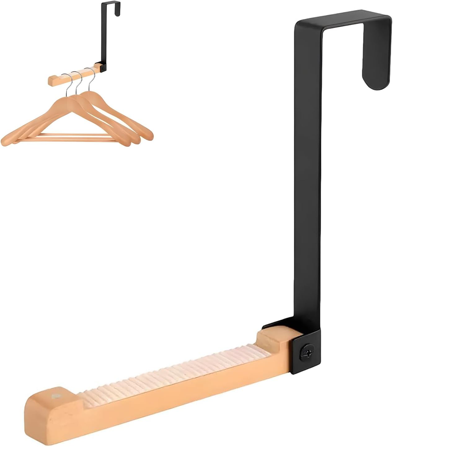 Taiyyi Folding Hook Door Hanger No Drilling Coat Rack for Hanging Clothes (Black,White) (Black)