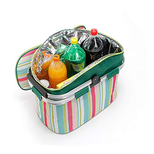 AILELAN Picnic Basket, 26L Large Size Insulated Picnic Basket - BBQ Meat Drinks Cooler Bag - Folding Collapsible Cooler Basket for Family Vacations Parties Outdoor Travel, Keep Food Cold Storage - Thumbnail 2