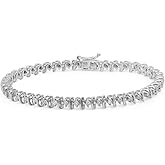 Dazzlingrock Collection 0.31 Carat Real Round Cut White Diamond Ladies Tennis Bracelet, Sterling Silver