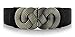 Retro Wide Metal Interlock Buckle Womens Elastic Waist Belt Cinch,Black 5,XXL(32inch-46inch)