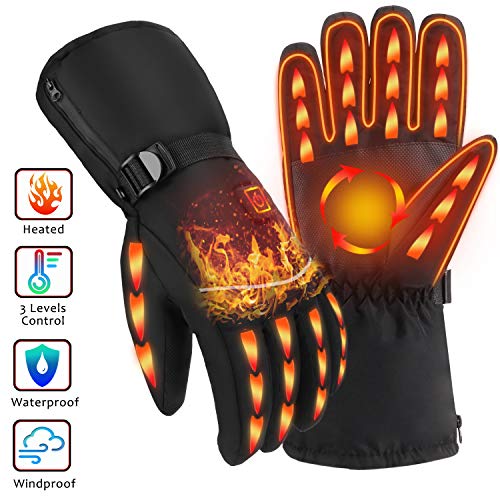 OYRGCIK Heated Gloves, Winter Gloves for Men Women 3 Levels Temperature Control Hand Warmers Waterproof Thermal Gloves for Snow Cold Weather Sports Outdoors Climb Hiking Skiing Hunting Fishing