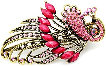 BEYLEG® Red Women's Vintage Crystal Peacock Hair Clip Head Wear