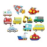 Koolemon 12pcs/lot Vehicles Car Fridge Magnets Whiteboard Sticker Rubber Refrigerator Magnets for Home Kitchen Decoration Educational Prop Gift