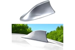 Ywdiml Car Shark Fin Antenna Cover, Top Roof Aerial Base AM/FM Radio Signal Base with Adhesive Tape, Fashionable Automotive Top Decoration Replacement, Universal for Vehicles (Silver)