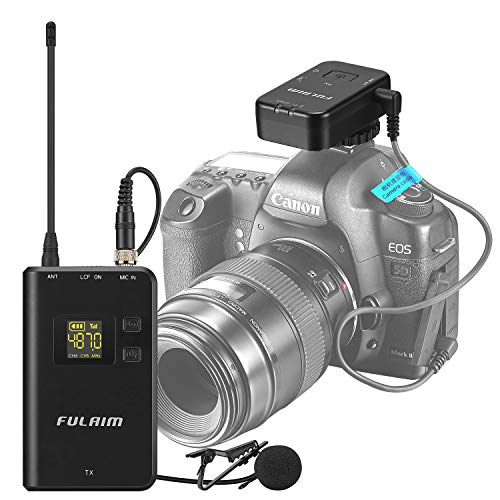 FULAIM UHF Wireless Lavalier Microphone System Lapel Mic for Dslr Camera iPhone Android Phones, Professional Microphone Device for Video Recording, Interview, Youtube and Vlog(MC11)