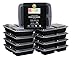 3 Compartment Meal Prep Containers - Divided Lunch Containers Reusable 10 Pack