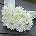 10Pcs Sunbeam Artificial Flower Mum Gerber Daisy Bridal Bouquet Silk Wedding Party Flowers(White)