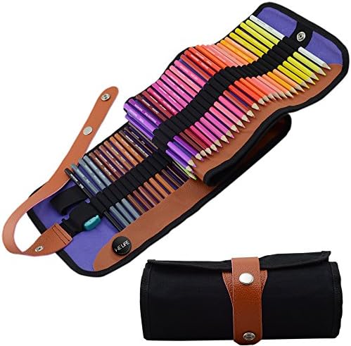 WELife 72 Colored Drawing Pencils with Roll Up Nylon Case Aritist Grade 3.5mm Soft Core With Names of Colors for Sketching, Painting or Coloring Book (72 Color pencil)