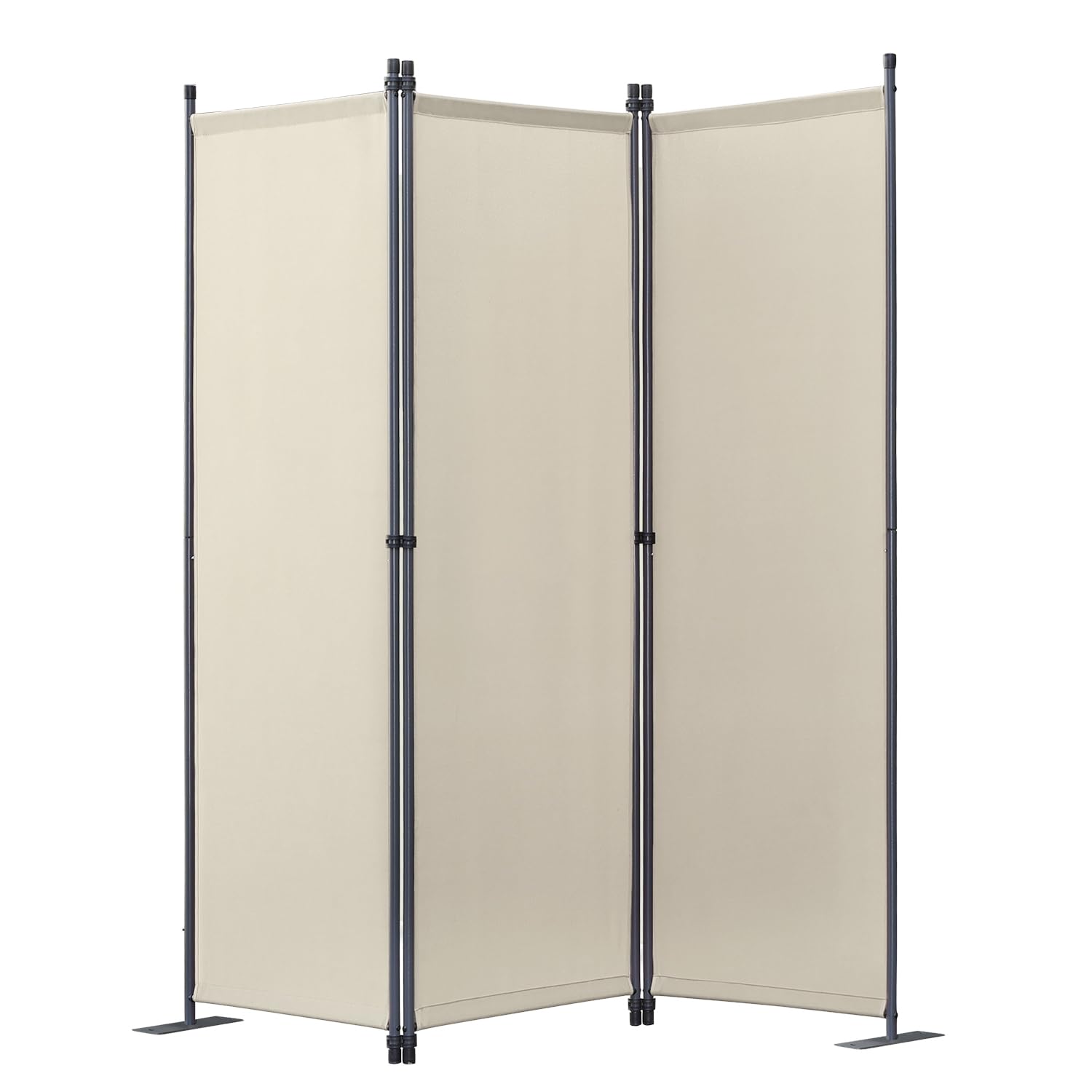 Angel Living Foldable Room Divider 3 Panels Freestanding Screen Wall Room Divider Partition for Offices, Balcony, Bedroom, Outdoor Garden 168 x 165cm Beige