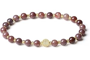 SaDiao Stretch Bracelets 6MM Natural Gemstone with 18K Yellow Gold Pave Diamond ball Bracelet