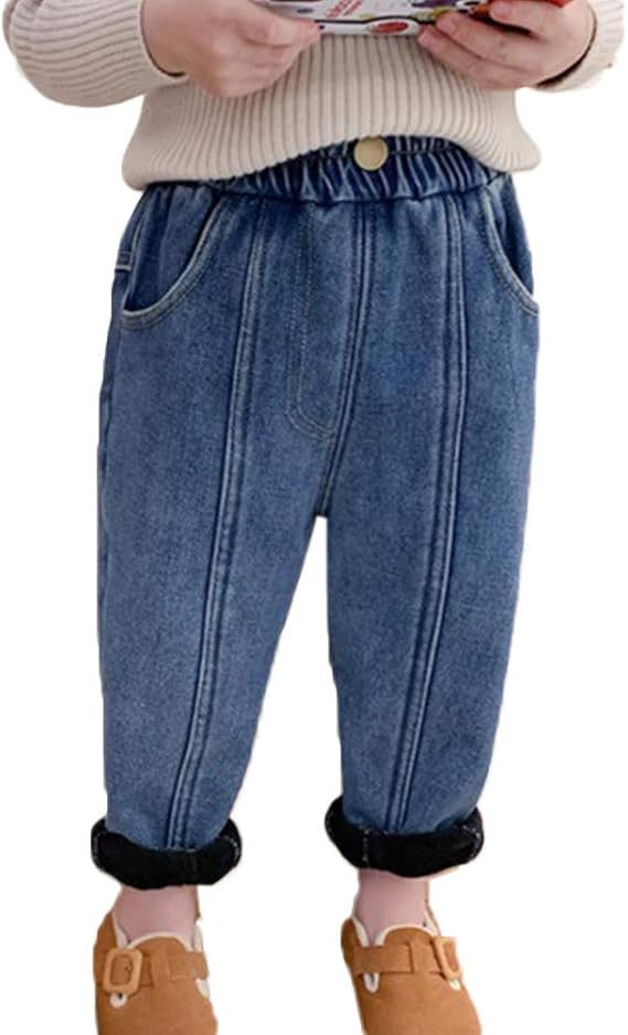 Amazon Jinpin 子供 デニムパンツ キッズ パンツ ズボン テーパード ボーイズ ロングパンツ 男の子 ジーパン ボトムス 子供服 長ズボン 裏起毛 あったか ウエストゴム 冬服 防寒 厚手 通園 ファッション ロングパンツ 通販