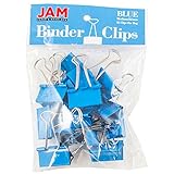 JAM Paper® Binder Clips - Medium (1 1/4 inch / 32 mm) - Blue - 15 Clips per Pack