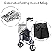Upgraded Version ! Health Line Massage Products Lite Folding 3 Wheel Aluminum Rollator Walker Lightweight with Bag and Basket, Blue