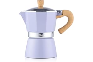 Bincoo Cute Espresso Maker Stovetop - Small Moka Pot 2 Espresso Cups/120ML,Espresso Pot Italian Coffee Maker for Home Camping Cafe Office (Purple)