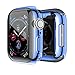 Hankn for Apple Watch Series 5 Series 4 Screen Protector 44mm Case, Built-in Screen Protector All-Around Full Front Plated Soft TPU Shockproof Smartwatch Cover Bumper for Apple Iwatch (Blue, 44mm)