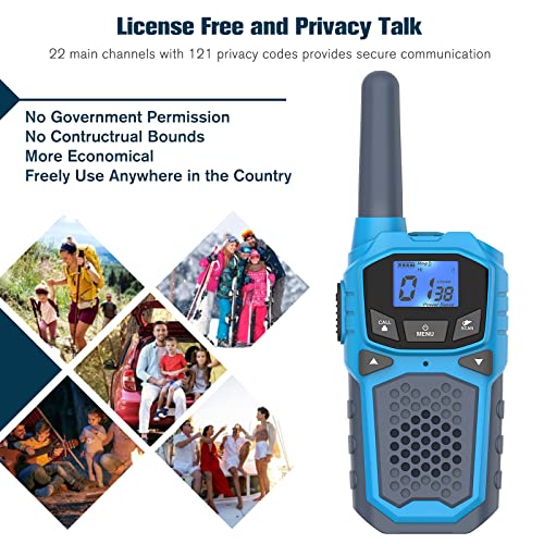 Kids Walkie Talkies Rechargeable - Easy To Use Family Walky Talky Toy For 3-12 Year Olds, Great For Camping & Hiking