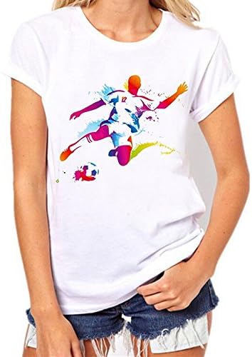 Littay Women Tees Shirt Football Print Short Sleeve T Shirt Blouse Men