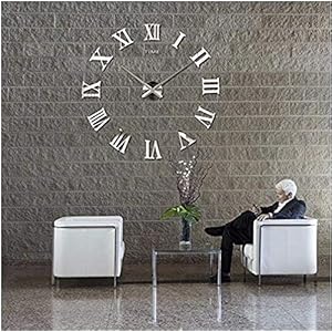 DIY Wanduhr Moderne Clock 3D Acryl Spiegel Metall Rahmenlose Wandaufkleber groß Uhren Style Raum Home Dekorationen…