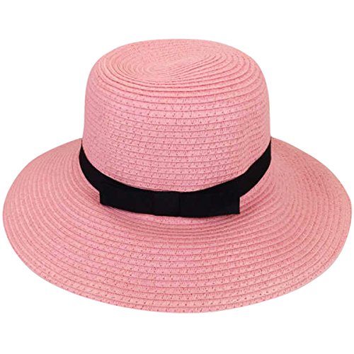 Joyebuy Womens Upf50 Foldable Summer Straw Hat Wide Brim Fedora