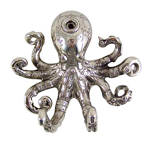 Octopus Wall Hooks Decorative Beach Decor Antique Nickel Tone, Coat, Key Towel Holder 5 Inch