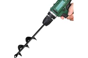 Berfea Garden Auger Post Hole Digger 1.6 x 16.5 in Long Handle Bulb Planter Tool Solid Shaft Extend Spiral Planting Auger Drill Bit for Planting Bulbs Seedlings，Digging Holes Deep Cultivating