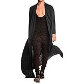 COOFANDY Men's Lightweight Ruffle Shawl Collar Cardigan Open Front Long Length Drape Cape Overcoat