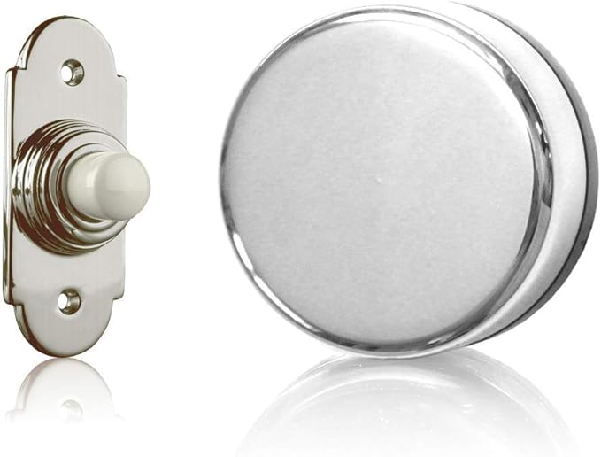 Wind up Mechanical Doorbell, Chrome, Brushed Nickel with Porcelain