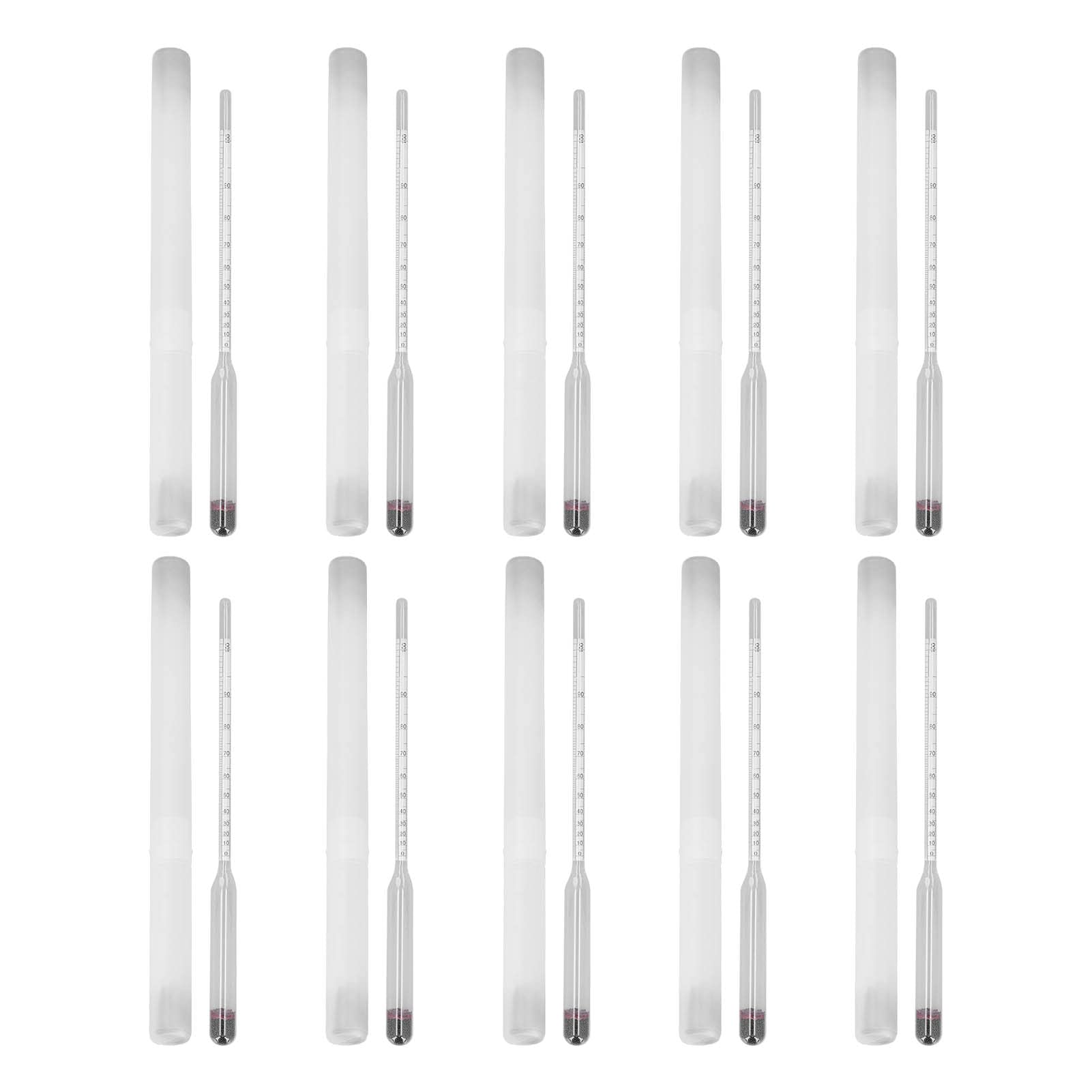 Beer Meter, 10Pcs Alcohol Hydrometer, Glass Hydrometer for Home Brewing 0-100, Hydrometers