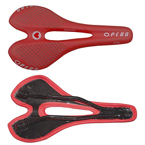 Opera Bike Saddle- The New Road Full Carbon Fiber + Leather Saddle Mountain Bike Red Seat Cushion Bicycle Saddle Accessories - 1 Pcs - Thumbnail 5