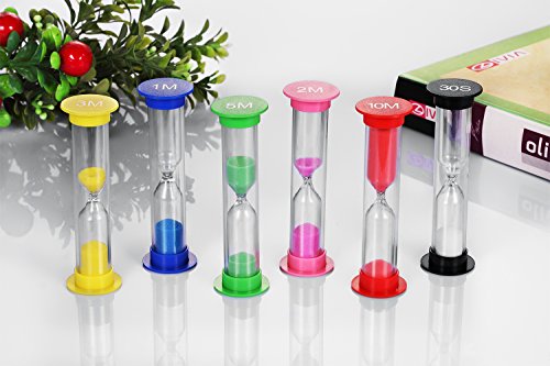 Dsmile Sand Timer,Plastic Hourglass Timer,Colorful Sandglass Hourglass Sand Clock Timer 30sec / 1min / 2mins / 3mins / 5mins / 10mins (12pcs)