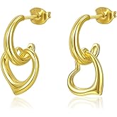 Dainty Dangle Hoop Earrings for Women, 14K Gold Plated 925 Sterling Silver Huggie Hoops, Hypoallergenic Lightweight Everyday Jewelry Christmas Birthday Gifts for Her