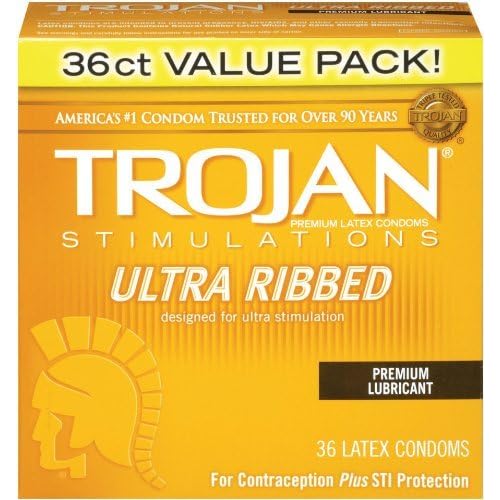 Trojan Condom Stimulations Ultra Ribbed Lubricated 36 Pc - 2 Packs image