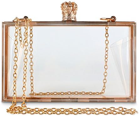SharPlus Cute Transparent Clear Bag Crossbody Purse, Sporting Events Football Games Stadium Compliment Box Clutch Acrylic Evening Shoulder Handbag for Women