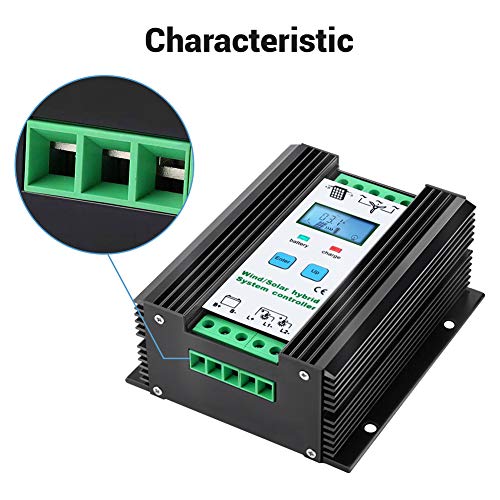 iSunergy 1000W Wind Solar Hybrid Charge Controller Wind Boost Charge Solar PWM Charging Technology Digital Intelligent Regulator with LCD Display (600W Wind + 400W Solar) - Thumbnail 4