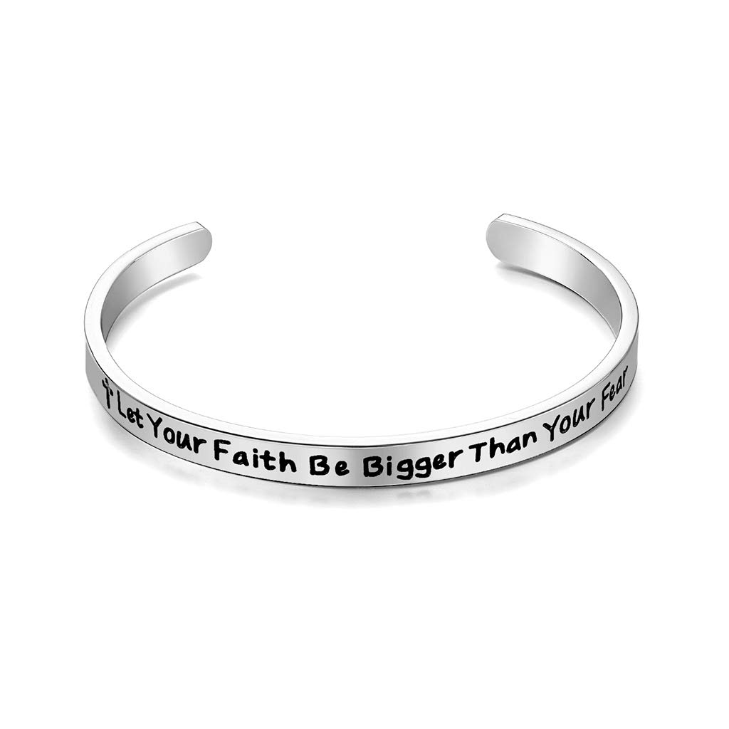 CERSLIMO Friendship Bracelet for Womens - Inspirational Friendship Gifts for Best Friend, Motivational Cuff Bangle for Sister Mother Teacher Gifts Bracelet Birthday Christmas Gifts, Faith Be Bigger